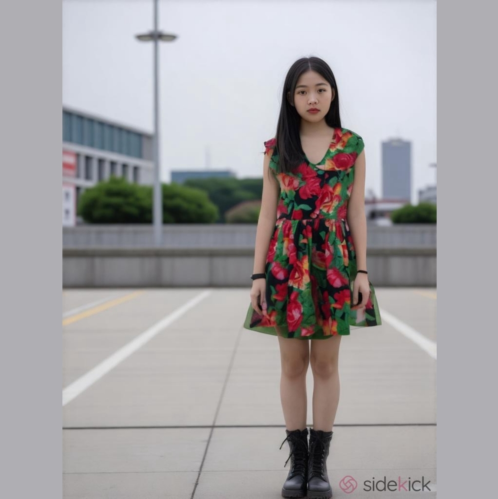 United Colors of Benetton Dress Floral Y2K Vintage Dark Floral Mini Dress Small